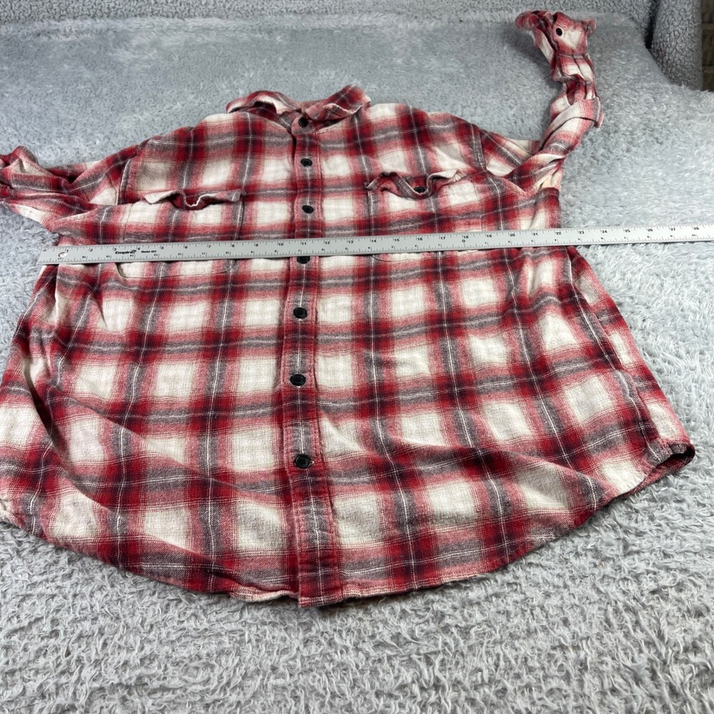 Lucky Brand Mens XL Classic Fit Red White Plaid Flannel Button Down Shirt Cotton - Picture 3 of 9